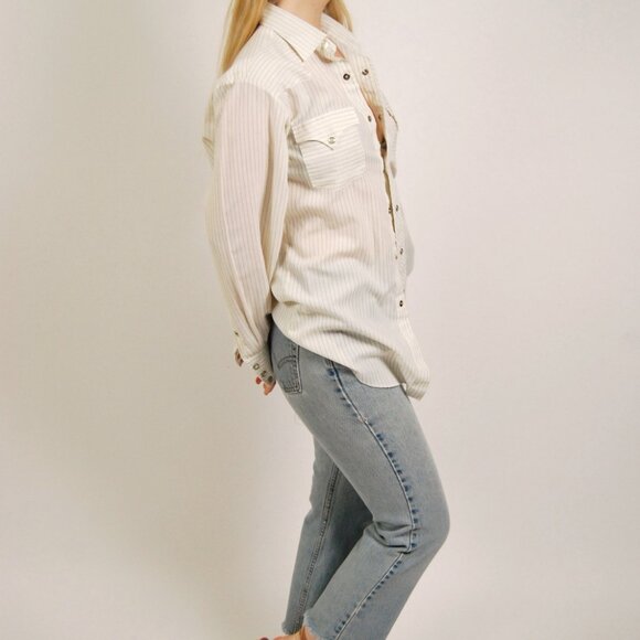 70s Western Button Down ( L) vintage striped ranchwear western rodeo dress shirt - Picture 2 of 8